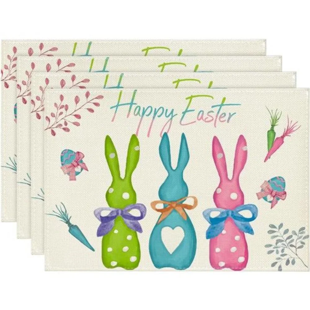 Easter Placemats Bunny Decor Spring Cottage Farmhouse Floral Table Decorations